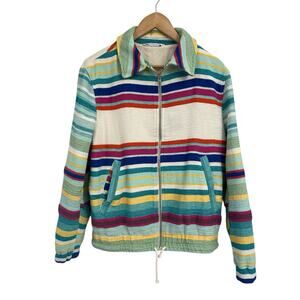 Zara Southwester Stripe Woven Cotton Full Oil Jacket Unisex Medium